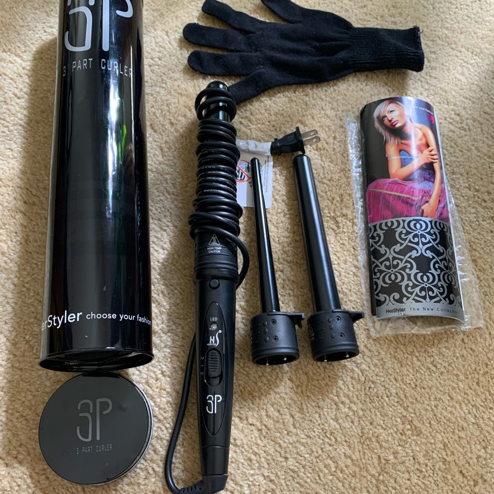 Herstyler 3P 3 Part Curling Iron with Interchangeable Barrels